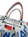 Balenciaga White, Red & Blue Leather Zip Top Graffiti Tassel Detail Bag White, Red & Blue / Small