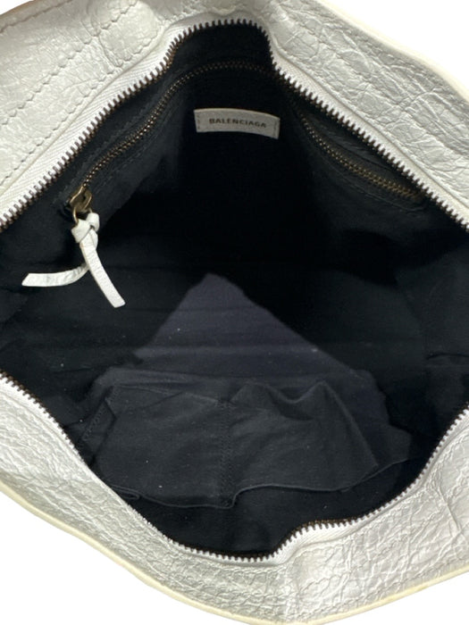 Balenciaga White, Red & Blue Leather Zip Top Graffiti Tassel Detail Bag White, Red & Blue / Small