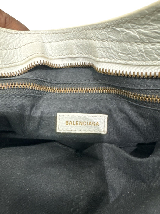 Balenciaga White, Red & Blue Leather Zip Top Graffiti Tassel Detail Bag White, Red & Blue / Small