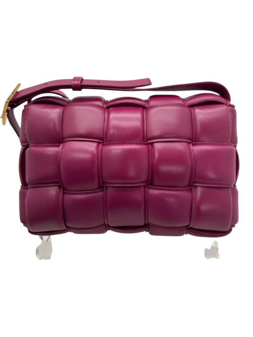 Bottega Veneta Rasberry Pink Leather Basket Weave padded Flap Crossbody Bag Rasberry Pink / Small