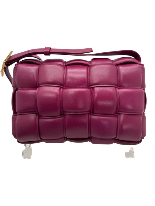Bottega Veneta Rasberry Pink Leather Basket Weave padded Flap Crossbody Bag Rasberry Pink / Small