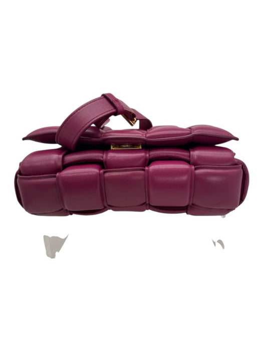 Bottega Veneta Rasberry Pink Leather Basket Weave padded Flap Crossbody Bag Rasberry Pink / Small