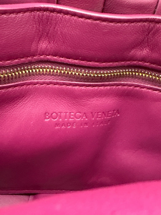 Bottega Veneta Rasberry Pink Leather Basket Weave padded Flap Crossbody Bag Rasberry Pink / Small