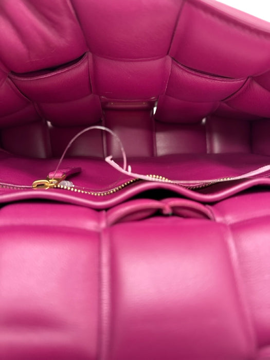 Bottega Veneta Rasberry Pink Leather Basket Weave padded Flap Crossbody Bag Rasberry Pink / Small