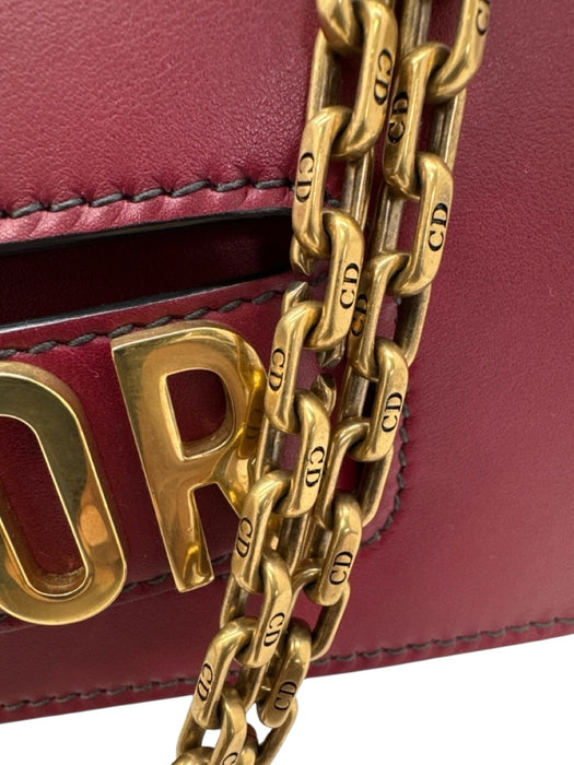Christian Dior Burgundy Red Leather Gold hardware Logo Chain Strap Bag Burgundy Red / S