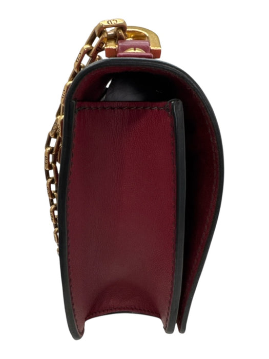 Christian Dior Burgundy Red Leather Gold hardware Logo Chain Strap Bag Burgundy Red / S