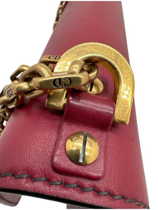 Christian Dior Burgundy Red Leather Gold hardware Logo Chain Strap Bag Burgundy Red / S