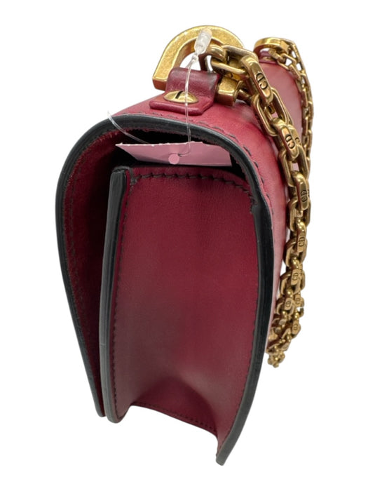 Christian Dior Burgundy Red Leather Gold hardware Logo Chain Strap Bag Burgundy Red / S
