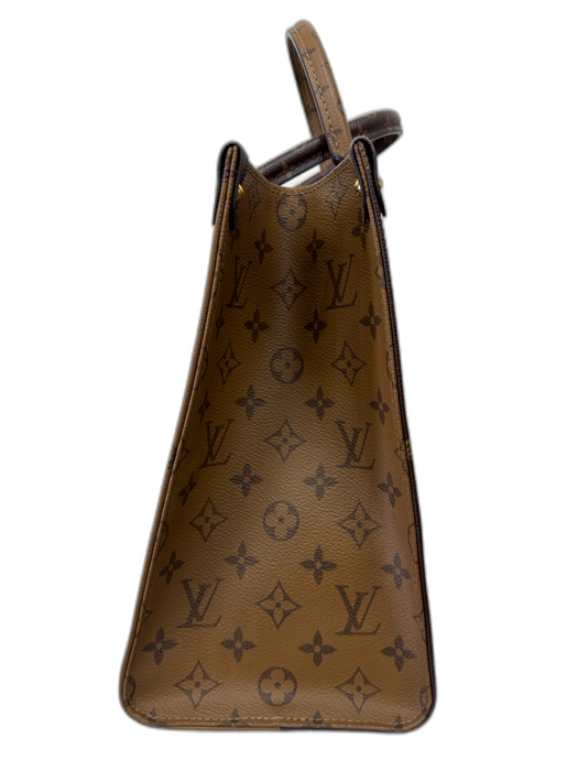 Louis Vuitton Brown & Tan Coated Canvas Reverse Monogram Square Tote Bag Brown & Tan / Large