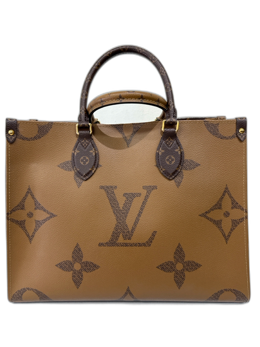 Louis Vuitton Brown & Tan Coated Canvas Reverse Monogram Square Tote Bag Brown & Tan / Large