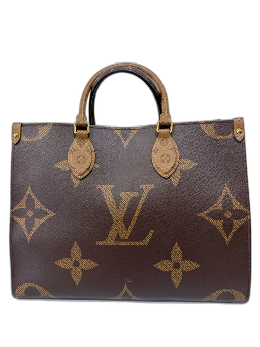 Louis Vuitton Brown & Tan Coated Canvas Reverse Monogram Square Tote Bag Brown & Tan / Large