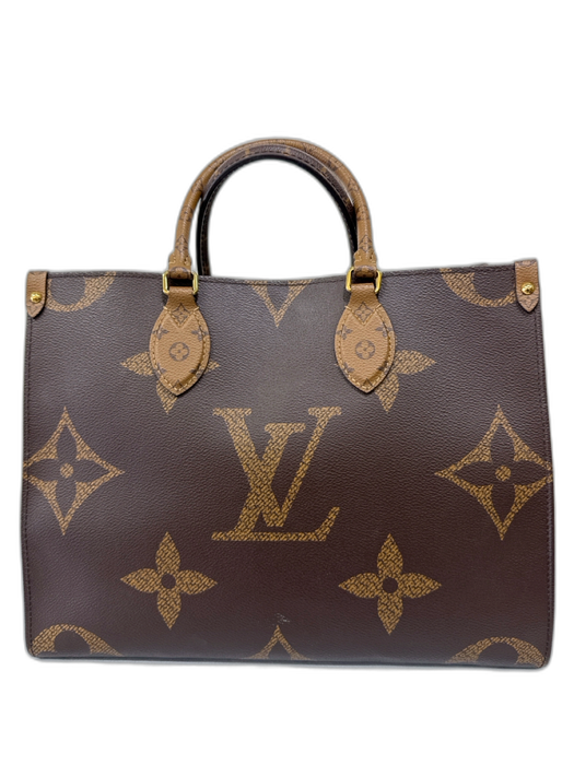 Louis Vuitton Brown & Tan Coated Canvas Reverse Monogram Square Tote Bag Brown & Tan / Large
