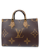 Louis Vuitton Brown & Tan Coated Canvas Reverse Monogram Square Tote Bag Brown & Tan / Large