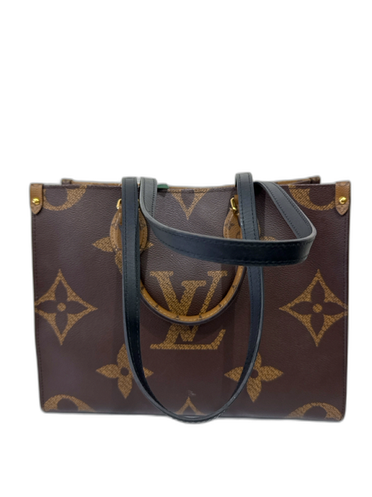 Louis Vuitton Brown & Tan Coated Canvas Reverse Monogram Square Tote Bag Brown & Tan / Large