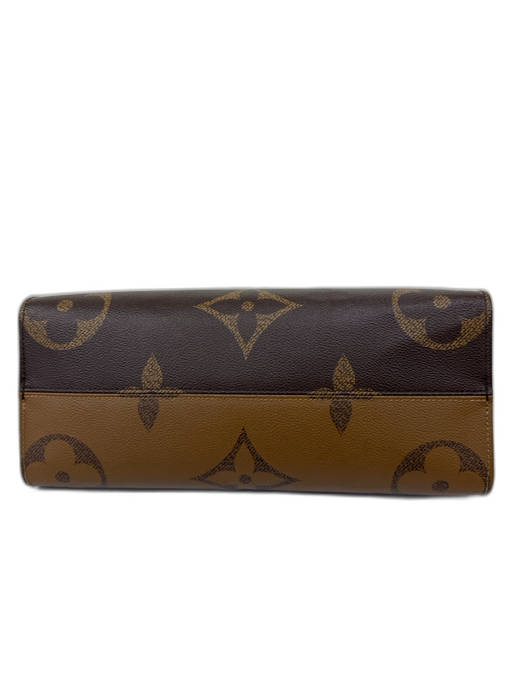 Louis Vuitton Brown & Tan Coated Canvas Reverse Monogram Square Tote Bag Brown & Tan / Large