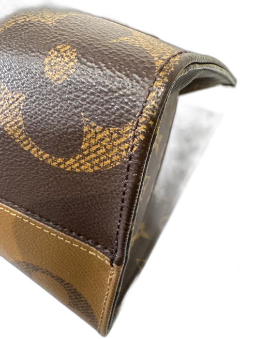 Louis Vuitton Brown & Tan Coated Canvas Reverse Monogram Square Tote Bag Brown & Tan / Large