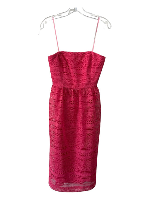 J Crew Collection Size 4 Hot pink Polyester Strapless Lace Overlay Midi Dress Hot pink / 4