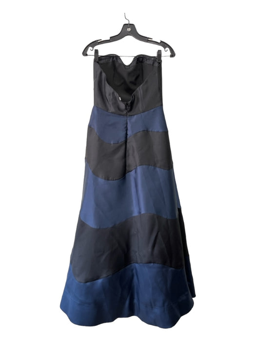 Hutch Size 2 Navy & Black Polyester Strapless Striped Pockets Back Zip Gown Navy & Black / 2