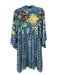 Johnny Was Size L Blue, Yellow & Multi Viscose Long Sleeve Floral V Neck Dress Blue, Yellow & Multi / L