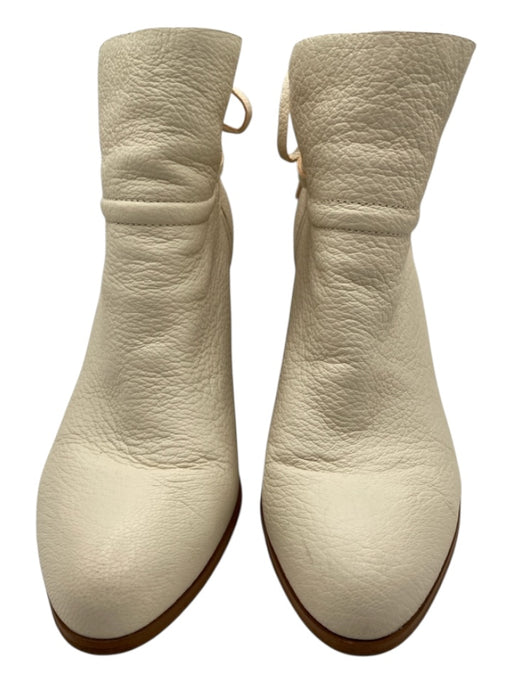 Kelsi Dagger Shoe Size 8 Off White Pebbled Leather round toe Stacked Heel Boots Off White / 8