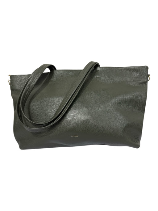 Cuyana Olive Green Leather Zip Top Tote Bag Olive Green / Medium