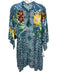 Johnny Was Size L Blue, Yellow, Multi Viscose Floral & Geometric Dress Blue, Yellow, Multi / L