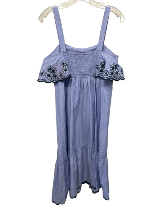 Kate Spade Size Medium Blue Cotton Blend Embroidered Flowers Sleeveless Dress Blue / Medium
