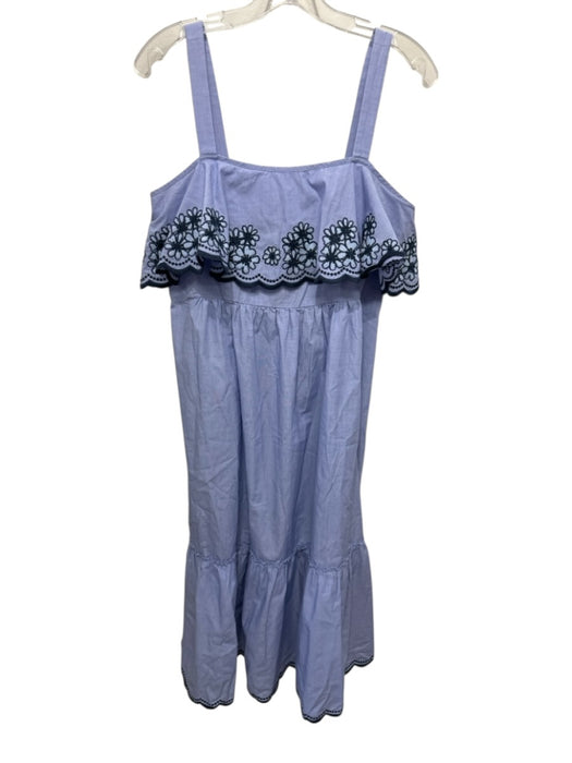 Kate Spade Size Medium Blue Cotton Blend Embroidered Flowers Sleeveless Dress Blue / Medium