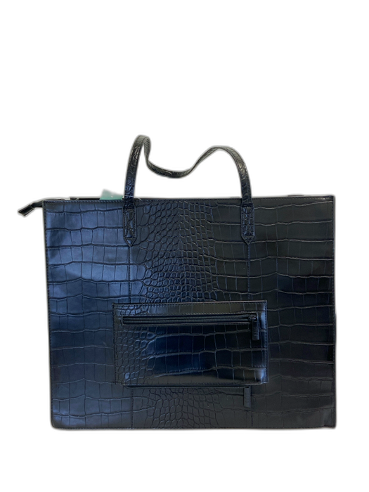 Beis Black Polyurethane Croc Embossed Shoulder Strap Zip closure Bag Black / L