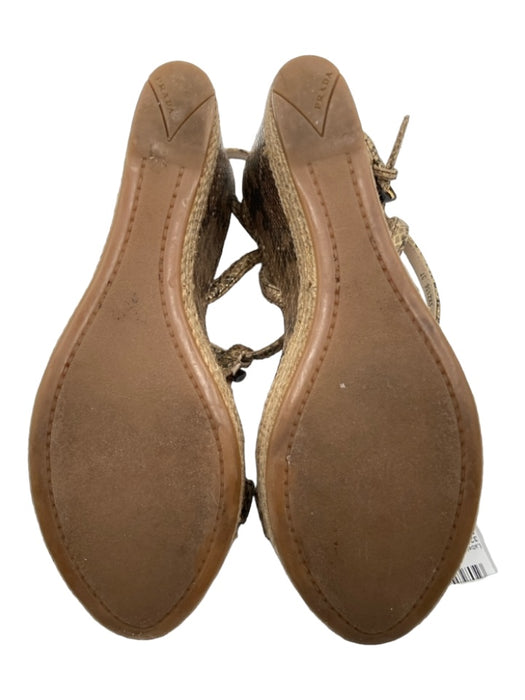 Prada Shoe Size 37 Gold & Brown Leather Espadrille Snakeskin Shimmer Wedges Gold & Brown / 37