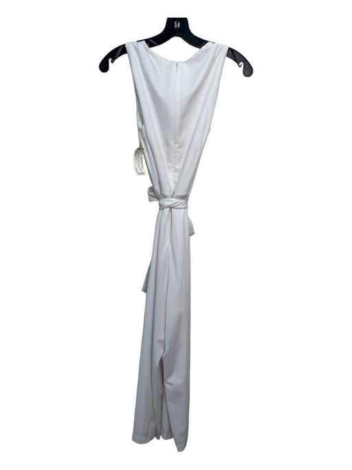 Abbey Glass Size S White Rayon Blend V Neck Sleeveless Wide Leg Jumpsuit White / S