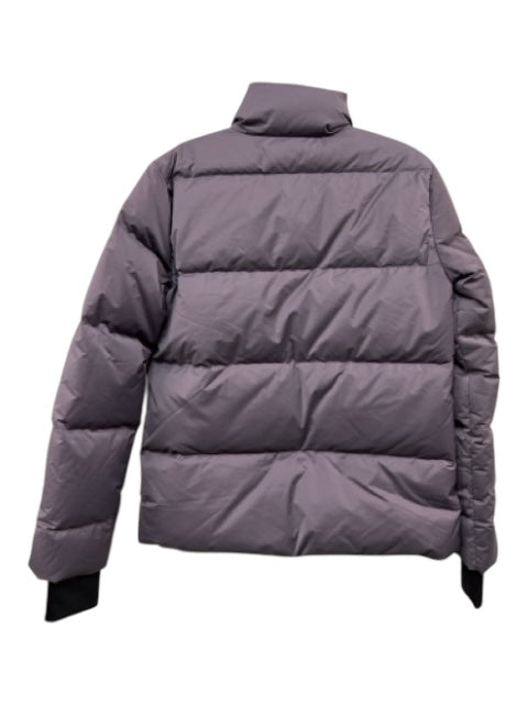 Theory Size P Lavender Gray Polyester Puffer Black zippers Mock Neck Jacket Lavender Gray / P