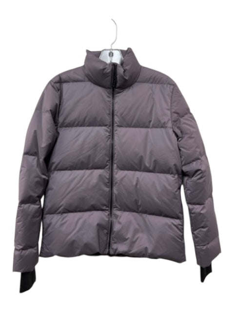 Theory Size P Lavender Gray Polyester Puffer Black zippers Mock Neck Jacket Lavender Gray / P