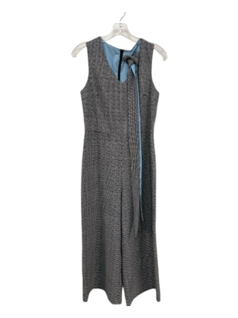 Abbey Glass Size S Black & White Cotton & Nylon Sleeveless Houndstooth Jumpsuit Black & White / S