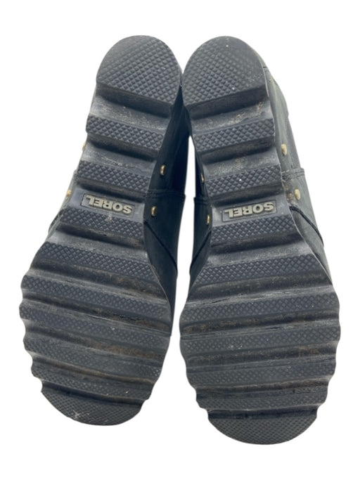 Sorel Shoe Size 7 Black Leather Ankle Pull On Wedge Lug Sole Booties Black / 7