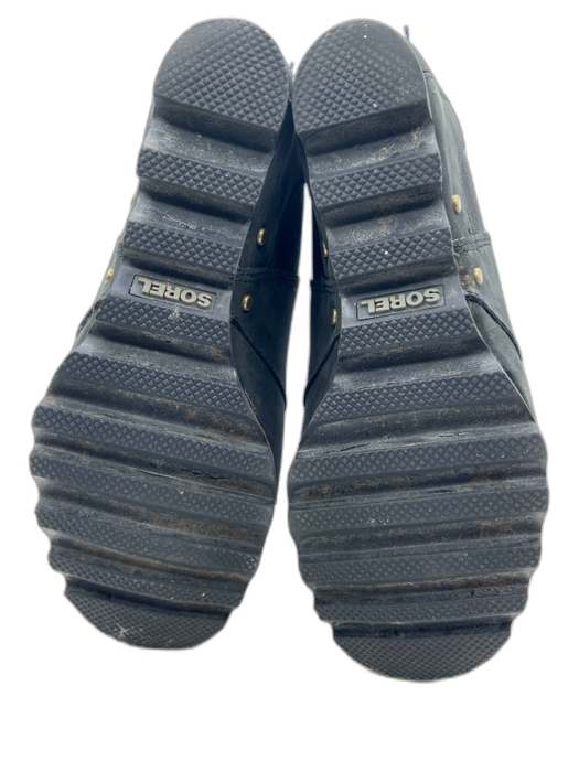 Sorel Shoe Size 7 Black Leather Ankle Pull On Wedge Lug Sole Booties Black / 7