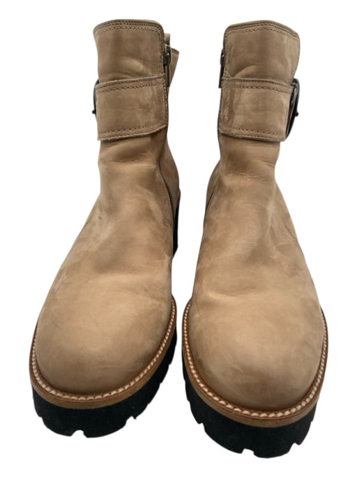 Paul Green Shoe Size 5.5 Taupe Brown & Black Leather Buckle Side Zip Booties Taupe Brown & Black / 5.5