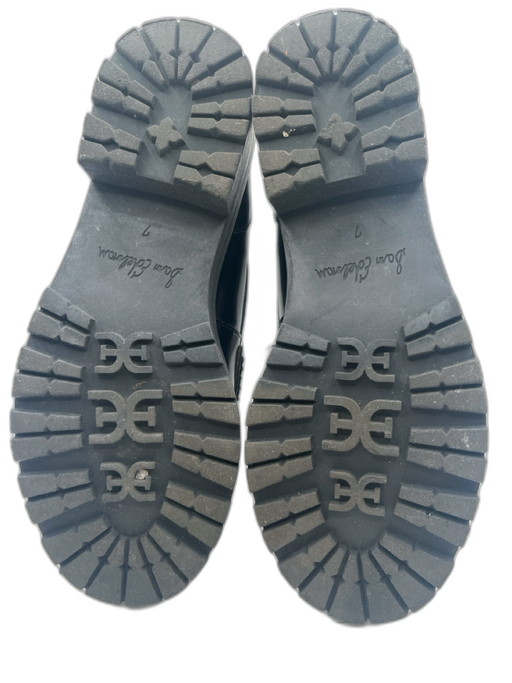 Sam Edelman Shoe Size 7 Black Leather Gold Buckle Low Heel Lug Sole Loafers Black / 7