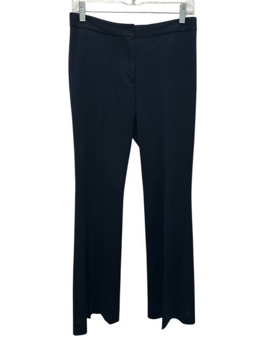 Derek Lam Size 4 Navy Blue Cotton Pleat Detail Mid Rise Flare Pants Navy Blue / 4