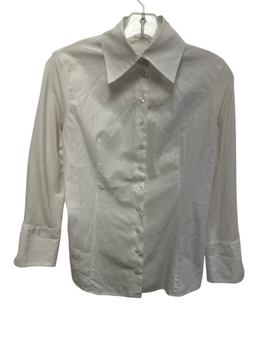 Anne Fontaine Size 40 / s White Cotton Slim Fit Long Sleeve Button Down Top White / 40 / s