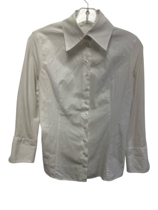 Anne Fontaine Size 40 / s White Cotton Slim Fit Long Sleeve Button Down Top White / 40 / s