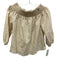 Krisa Size S Beige Linen Blend Shirred Neckline Off Shoulder Balloon Sleeve Top Beige / S