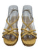 Prada Shoe Size 37 Beige Patent Leather Cork Slingback Strappy Platform Sandals Beige / 37