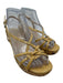Prada Shoe Size 37 Beige Patent Leather Cork Slingback Strappy Platform Sandals Beige / 37