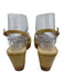 Prada Shoe Size 37 Beige Patent Leather Cork Slingback Strappy Platform Sandals Beige / 37