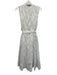 Equipment Size 4 White & Black Linen Button Collarless Sash Midi Dress White & Black / 4