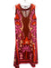 Crosby Size XS Orange & Pink Linen & Cotton Abstract Floral Open Tie Back Dress Orange & Pink / XS