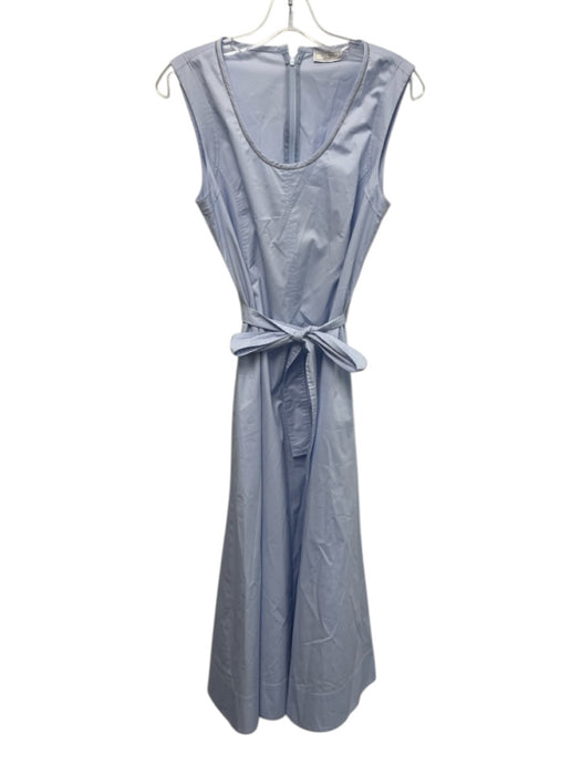 Peserico Size 42/S Light Blue Cotton Ball Bead Trim Sleeveless Scoop Neck Dress Light Blue / 42/S