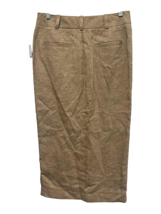 Ann Mashburn Size 4 Beige Linen Button & Zip Vertical Pockets Front Slit Skirt Beige / 4