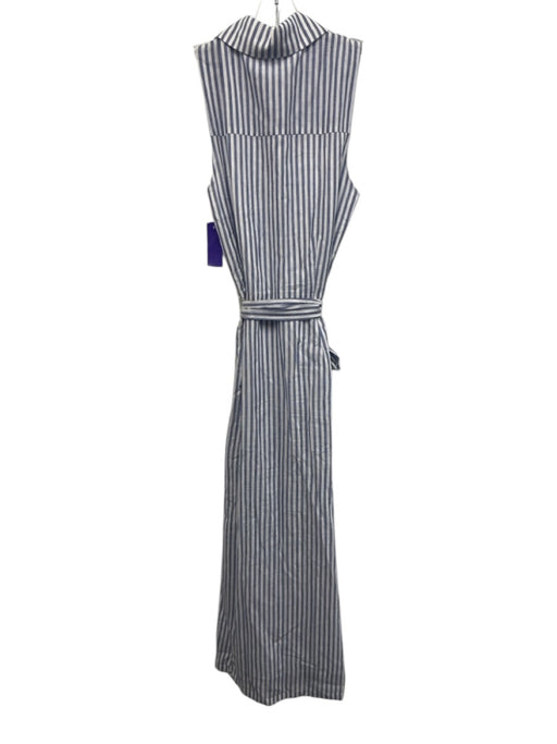 Willa Story Size S Blue & White Cotton & Linen Button Vertical Stripes Dress Blue & White / S